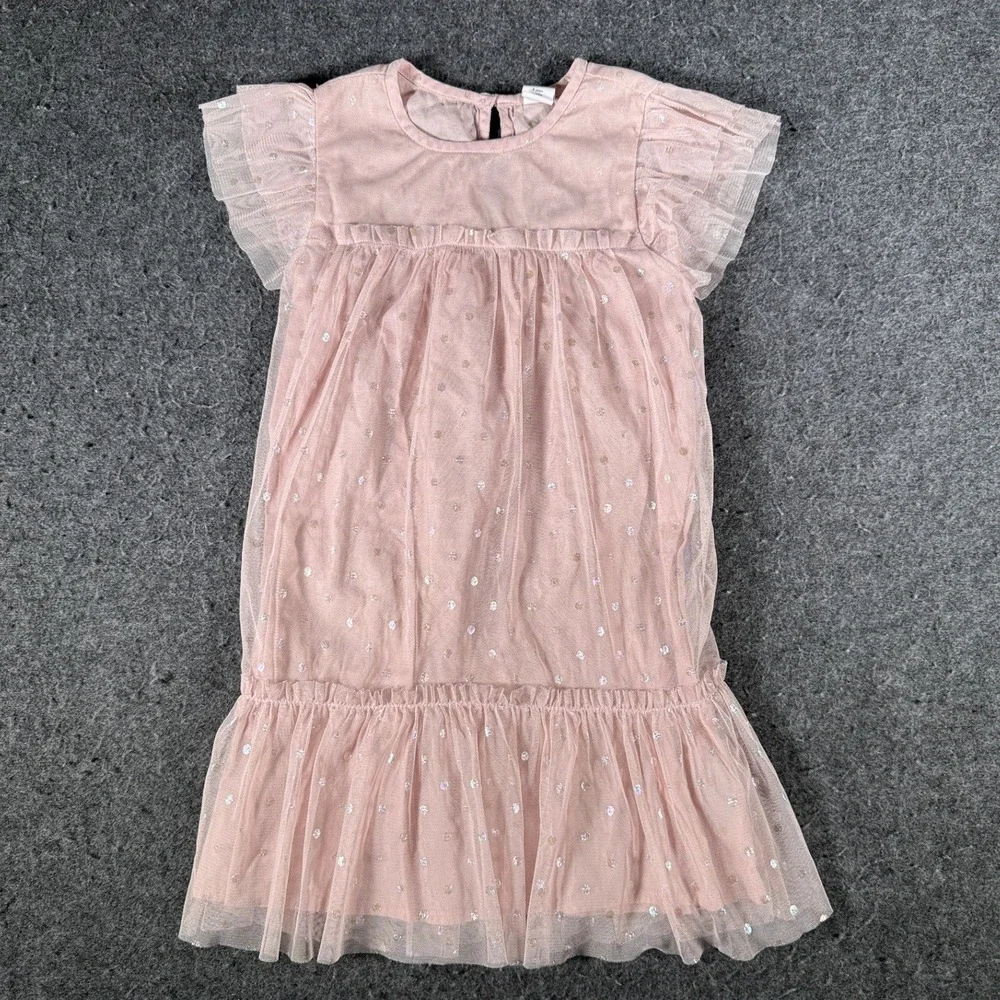 Baby Gap Girls Misty Rose Pink Tulle Ruffle Polka Dot Dress 5T Toddler 5 Years